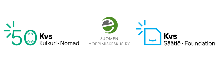 Kvs-säätiön, Etäkoulu Kulkurin ja Suomen eOppimiskeskuksen logot.